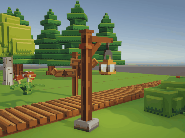 Animated lantern post: the hanging lantern sways gently.